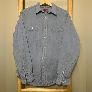 Merona Medium Tailored Fit blue white gingham button down long sleeve